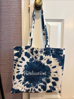 Realisation Par Blue and White Tie-Dye Canvas Tote Bag